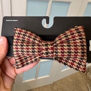American Apparel Burgundy Black and Cream Houndstooth Bow Tie